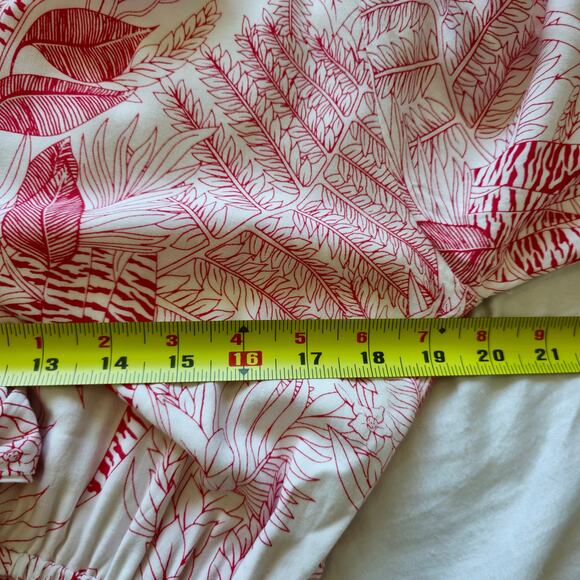 Khush Floral Tiered Midi Dress Size L White Red V-neck Boho Cottage Resort - Picture 11 of 12